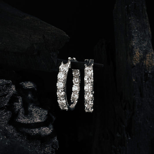 Eluna earrings in 14K white gold, round brilliant lab-grown diamond (view 2) — Apekani Diamonds