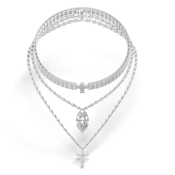 Aelivis necklace in 14K white gold, princess lab-grown diamond — Apekani Diamonds