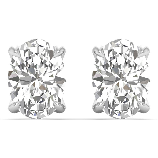 Aelixis earrings in 18K white gold, oval lab-grown diamond — Apekani Diamonds