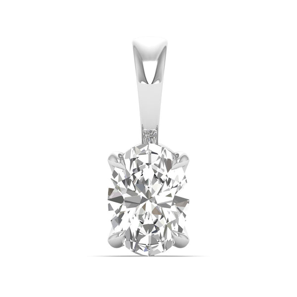 Aelvyn pendant in 18K white gold, oval lab-grown diamond — Apekani Diamonds