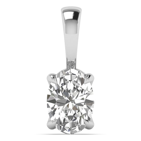 Aelvyn Oval Cut Lab Grown Diamond Pendant in 18K White Gold, IGI Certified | Apekani Diamonds