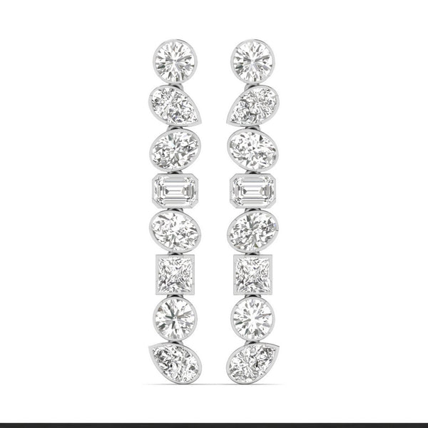 Aloura Multi-Shape Lab Grown Diamond Earrings in 14K White Gold, IGI Certified | Apekani Diamonds