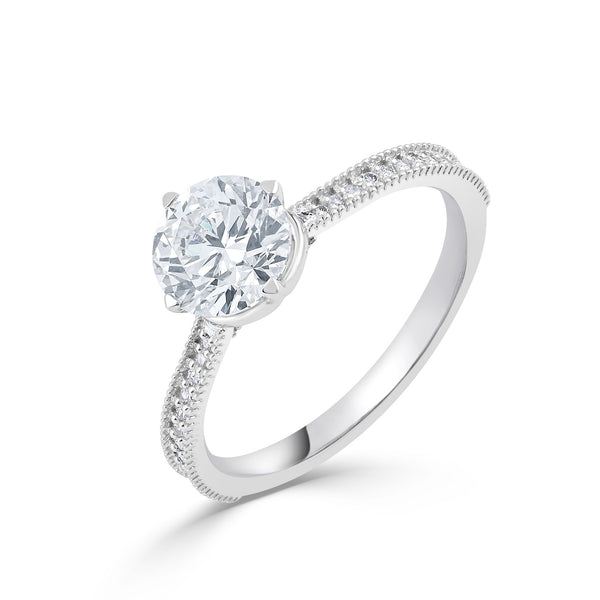 Aralis ring in 18K white gold, round brilliant lab-grown diamond — Apekani Diamonds