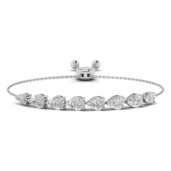 Aralisse Pear Cut Lab Grown Diamond Bracelet in 14K White Gold, IGI Certified | Apekani Diamonds