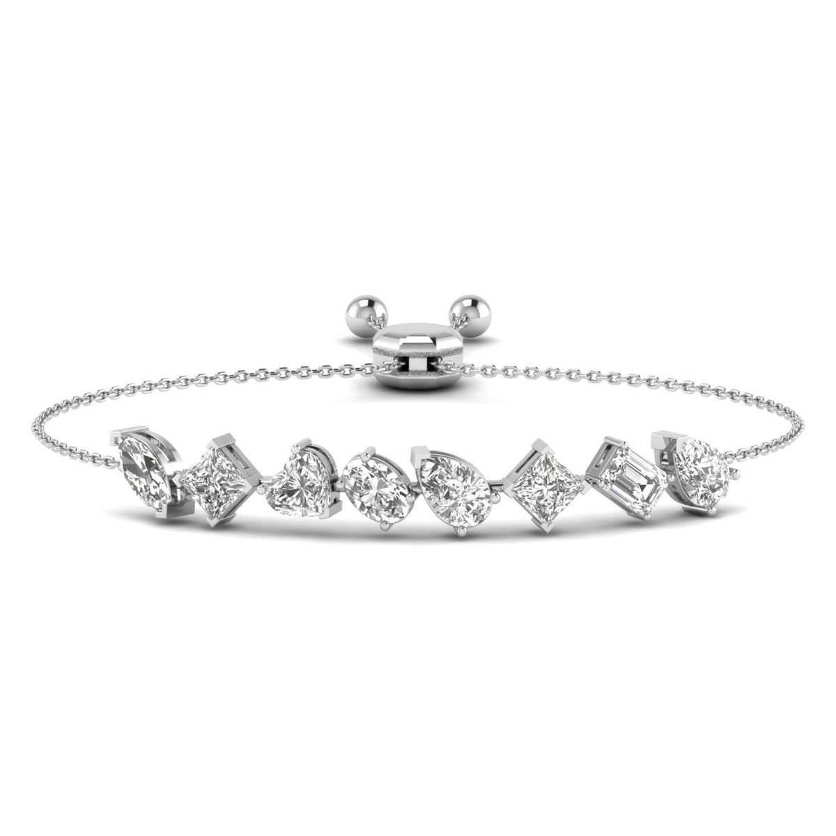 Aralyn bracelet in 14K white gold, emerald-cut lab-grown diamond — Apekani Diamonds
