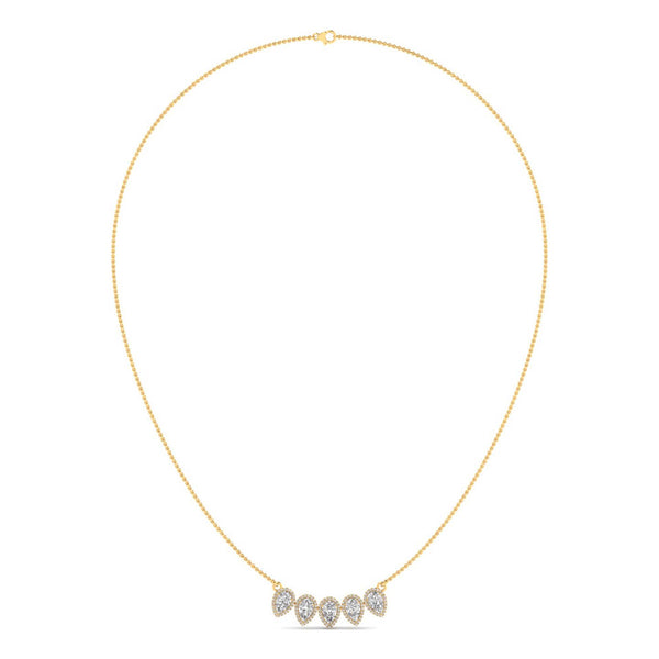 Valienne Pear Cut Lab Grown Diamond Necklace in 14K Yellow Gold, IGI Certified | Apekani Diamonds