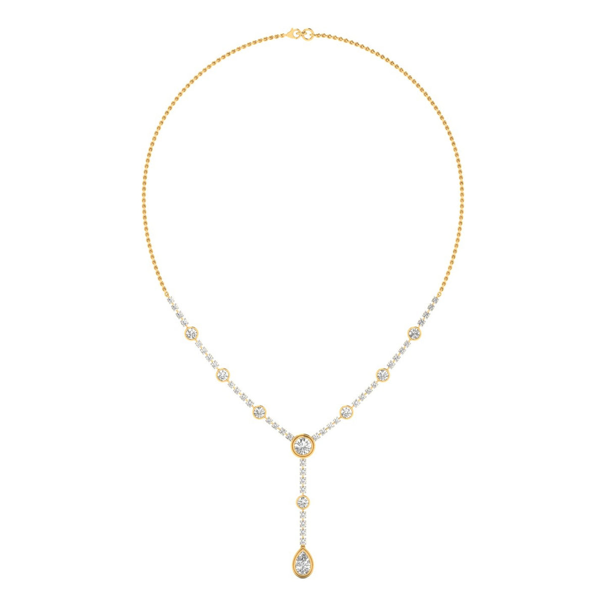 Urelia Pear Cut Lab Grown Diamond Necklace in 14K Yellow Gold, IGI Certified | Apekani Diamonds