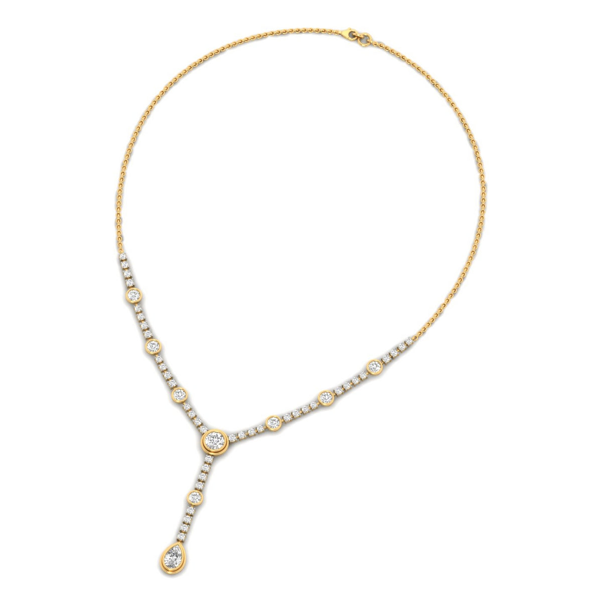 Urelia Lab Grown Diamond Necklace in 14K Yellow Gold – view 3 | Apekani Diamonds