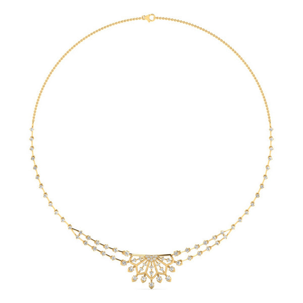 Vaeloria Round Brilliant Lab Grown Diamond Necklace in 14K Yellow Gold, IGI Certified | Apekani Diamonds