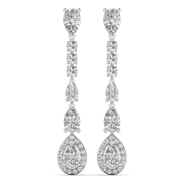 Valira Pear Cut Lab Grown Diamond Earrings in 14K White Gold, IGI Certified | Apekani Diamonds