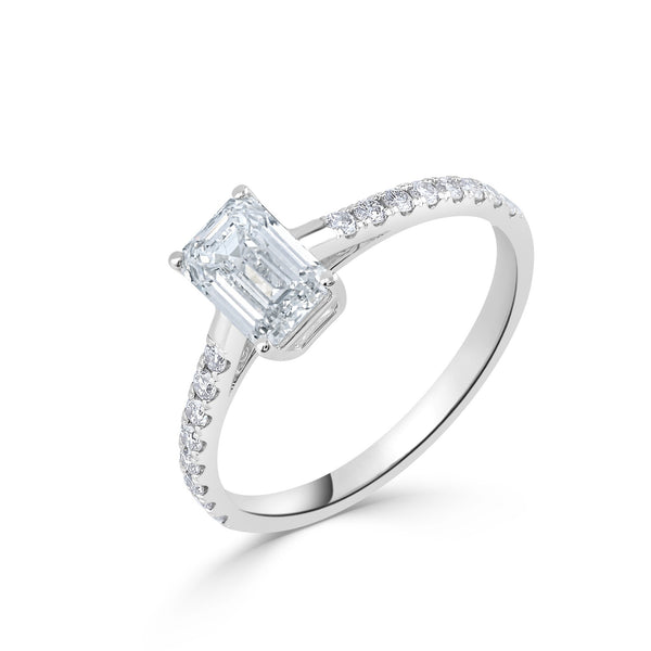 Ariselle ring in 14K white gold, emerald-cut lab-grown diamond — Apekani Diamonds