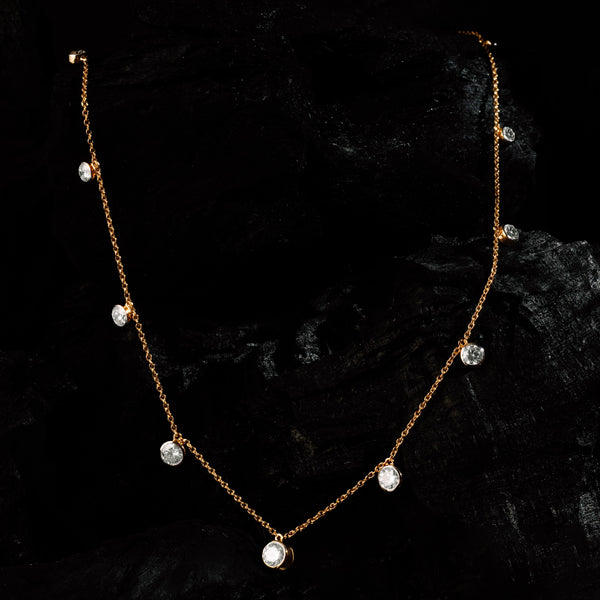 Aurielle necklace in 18K yellow gold, round brilliant lab-grown diamond (view 2) — Apekani Diamonds