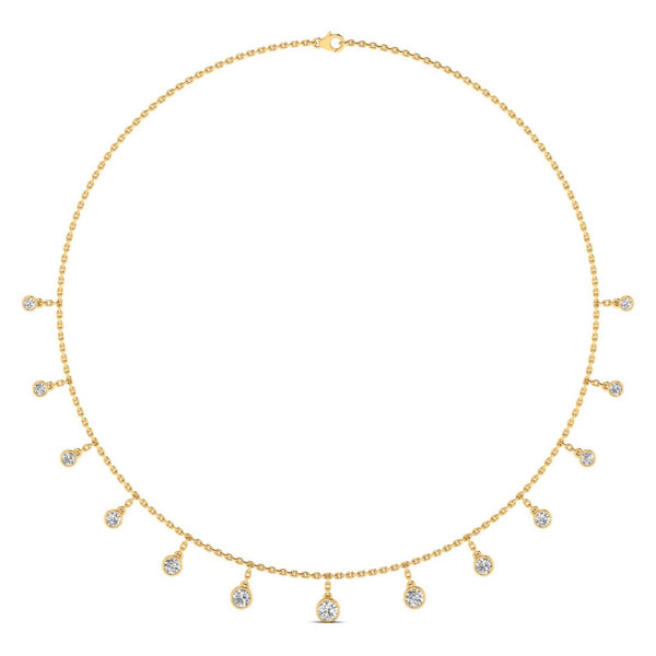Aurielle Round Brilliant Lab Grown Diamond Necklace in 18K Yellow Gold, IGI Certified | Apekani Diamonds