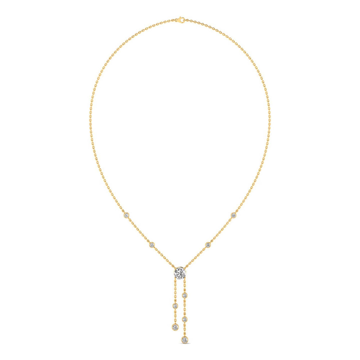 Aurienne necklace in 18K yellow gold, round brilliant lab-grown diamond — Apekani Diamonds
