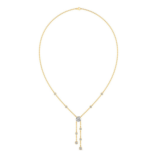 Aurienne necklace in 18K yellow gold, round brilliant lab-grown diamond — Apekani Diamonds