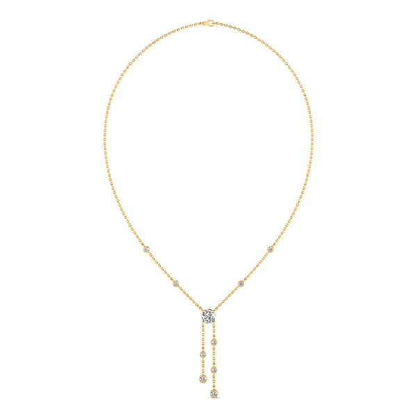Aurienne necklace in 18K yellow gold, round brilliant lab-grown diamond — Apekani Diamonds
