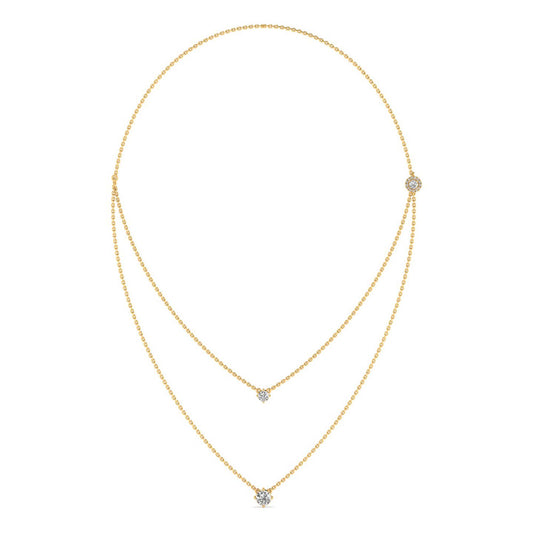 Aurivis necklace in 18K yellow gold, round brilliant lab-grown diamond — Apekani Diamonds
