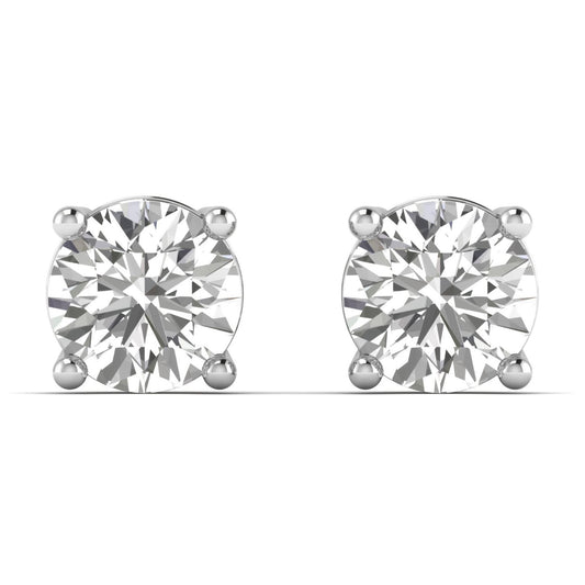Blythea earrings in 14K white gold, round brilliant lab-grown diamond — Apekani Diamonds