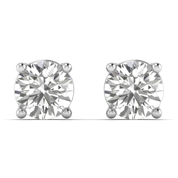 Blythea earrings in 14K white gold, round brilliant lab-grown diamond — Apekani Diamonds