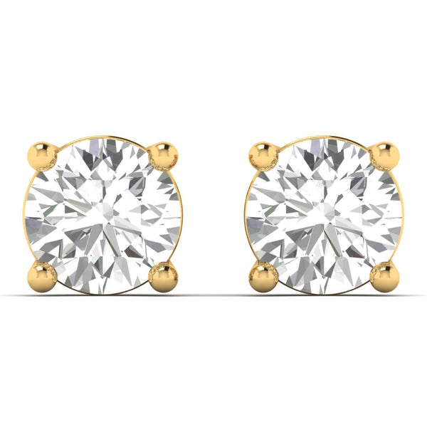 Brillara Round Brilliant Lab Grown Diamond Earrings in 18K Yellow Gold, IGI Certified | Apekani Diamonds