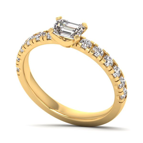 Brillia ring in 18K yellow gold, emerald-cut lab-grown diamond — Apekani Diamonds