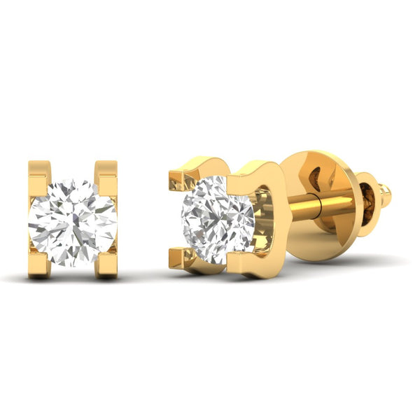 Celisara earrings in 18K yellow gold, round brilliant lab-grown diamond — Apekani Diamonds