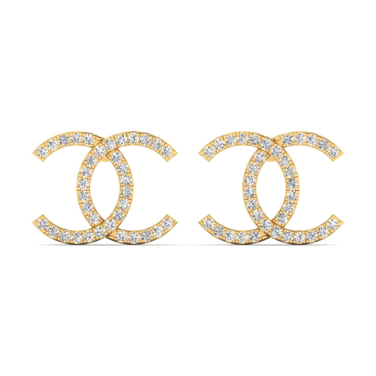 Celvian earrings in 14K yellow gold, round brilliant lab-grown diamond — Apekani Diamonds