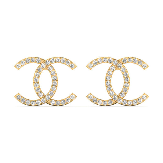 Celvian earrings in 14K yellow gold, round brilliant lab-grown diamond — Apekani Diamonds