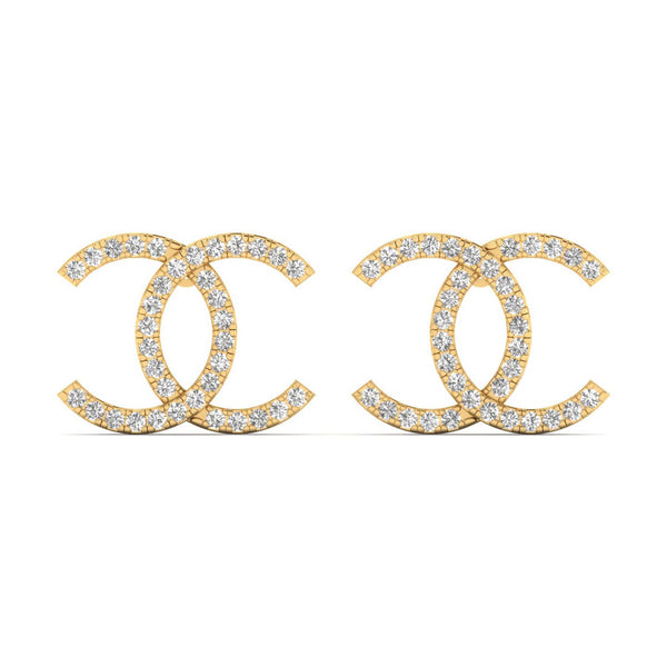 Celvian earrings in 14K yellow gold, round brilliant lab-grown diamond — Apekani Diamonds