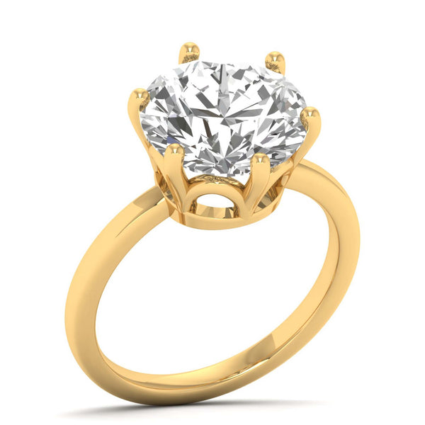 Dorienna Round Brilliant Lab Grown Diamond Ring in 18K Yellow Gold, IGI Certified | Apekani Diamonds