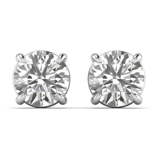 Ellovique earrings in 14K white gold, round brilliant lab-grown diamond — Apekani Diamonds