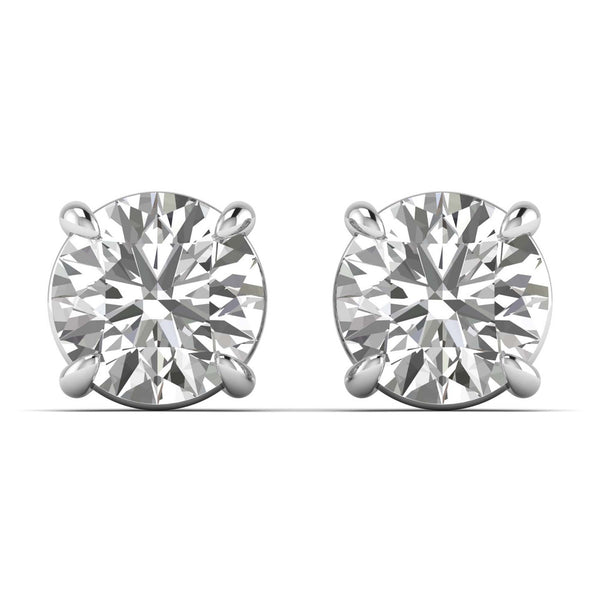 Ellovique earrings in 14K white gold, round brilliant lab-grown diamond — Apekani Diamonds