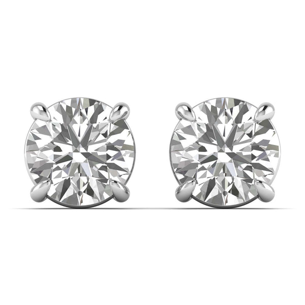 Ellovique Round Brilliant Lab Grown Diamond Earrings in 14K White Gold, IGI Certified | Apekani Diamonds