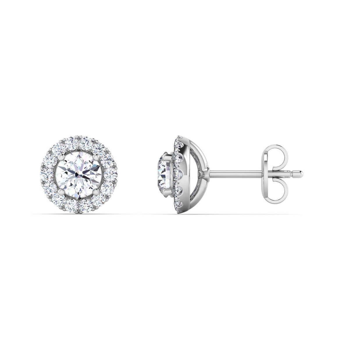 Eloura earrings in 14K white gold, round brilliant lab-grown diamond — Apekani Diamonds