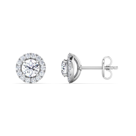Eloura earrings in 14K white gold, round brilliant lab-grown diamond — Apekani Diamonds