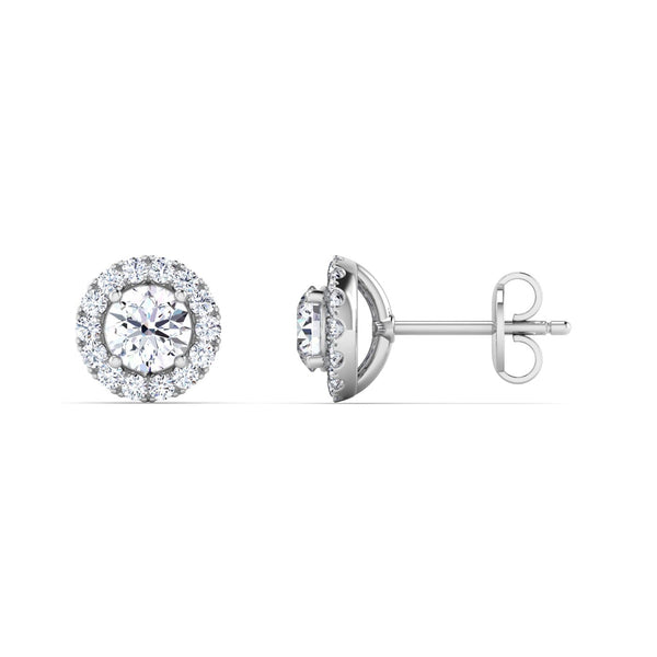 Eloura earrings in 14K white gold, round brilliant lab-grown diamond — Apekani Diamonds