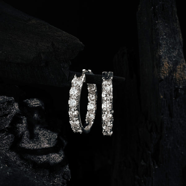 Eluna earrings in 14K white gold, round brilliant lab-grown diamond (view 2) — Apekani Diamonds