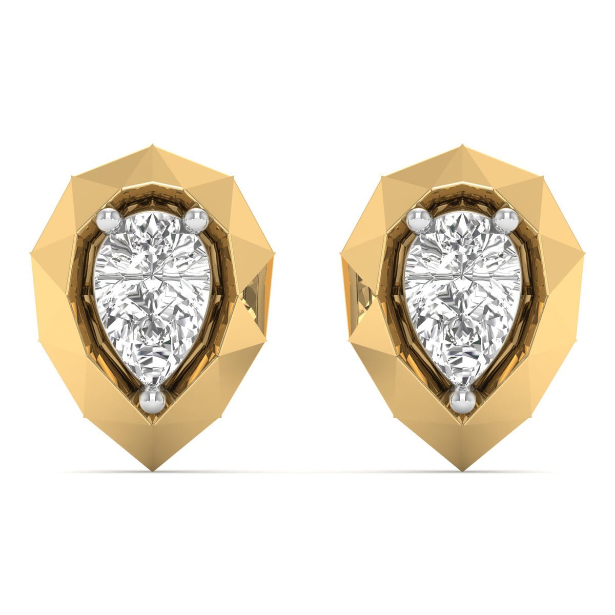 Evalis earrings in 14K yellow gold, pear-shaped lab-grown diamond — Apekani Diamonds