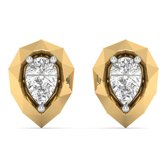 Evalis earrings in 14K yellow gold, pear-shaped lab-grown diamond — Apekani Diamonds