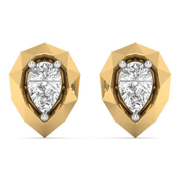 Evalis earrings in 14K yellow gold, pear-shaped lab-grown diamond — Apekani Diamonds