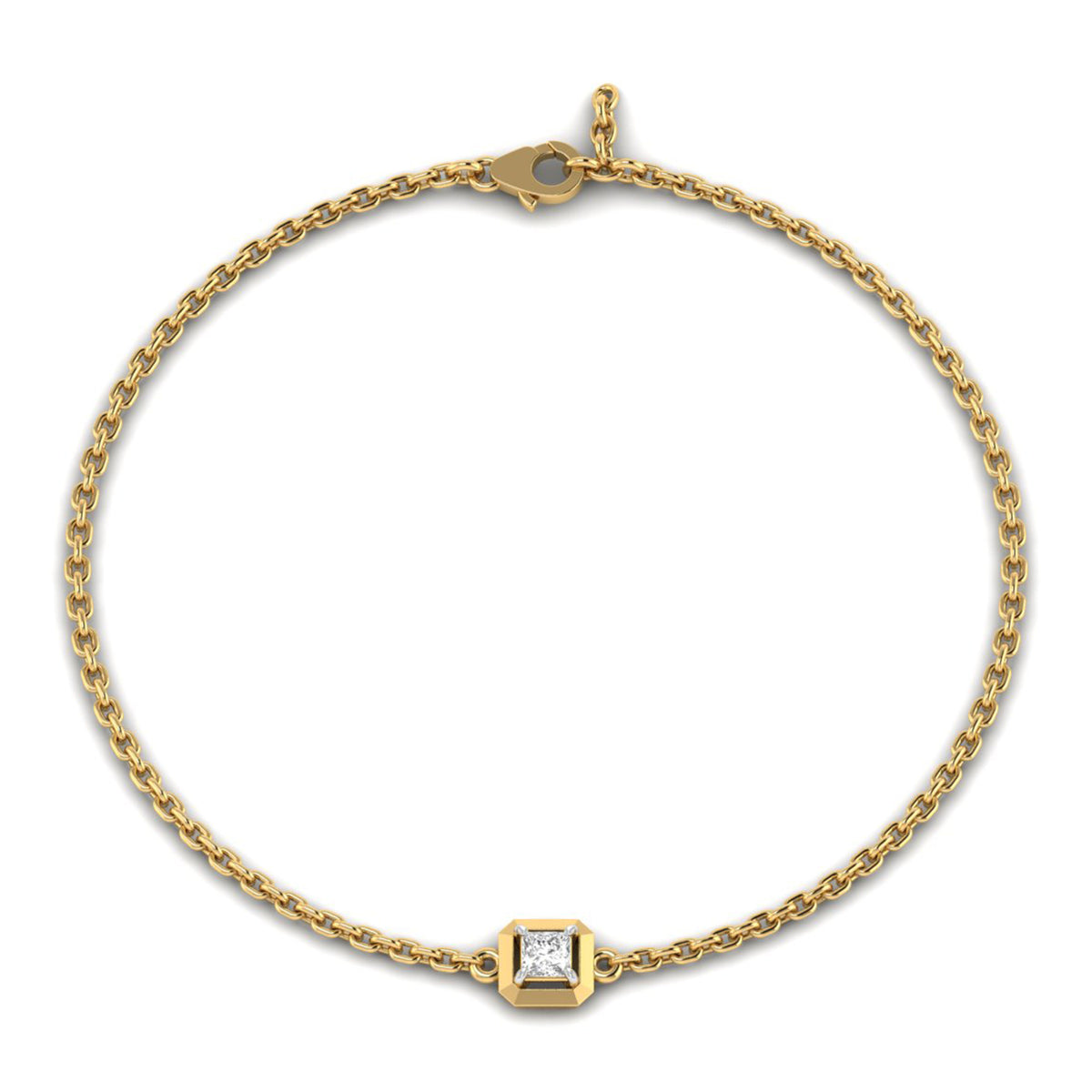 Evalisora bracelet in 14K yellow gold, princess-cut lab-grown diamond — Apekani Diamonds