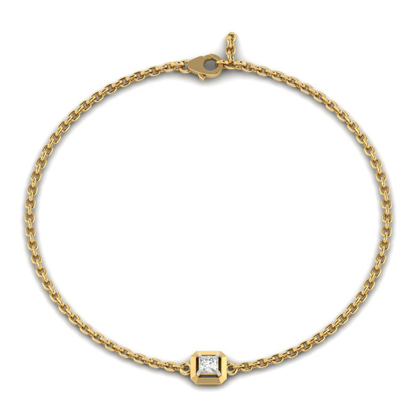 Evalisora bracelet in 14K yellow gold, princess-cut lab-grown diamond — Apekani Diamonds