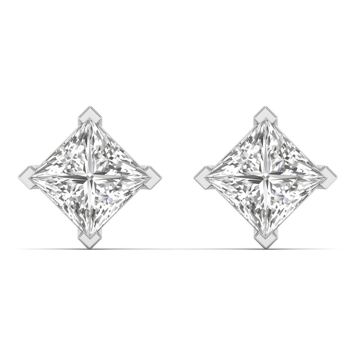 Faylora earrings in 14K yellow gold, princess-cut lab-grown diamond — Apekani Diamonds