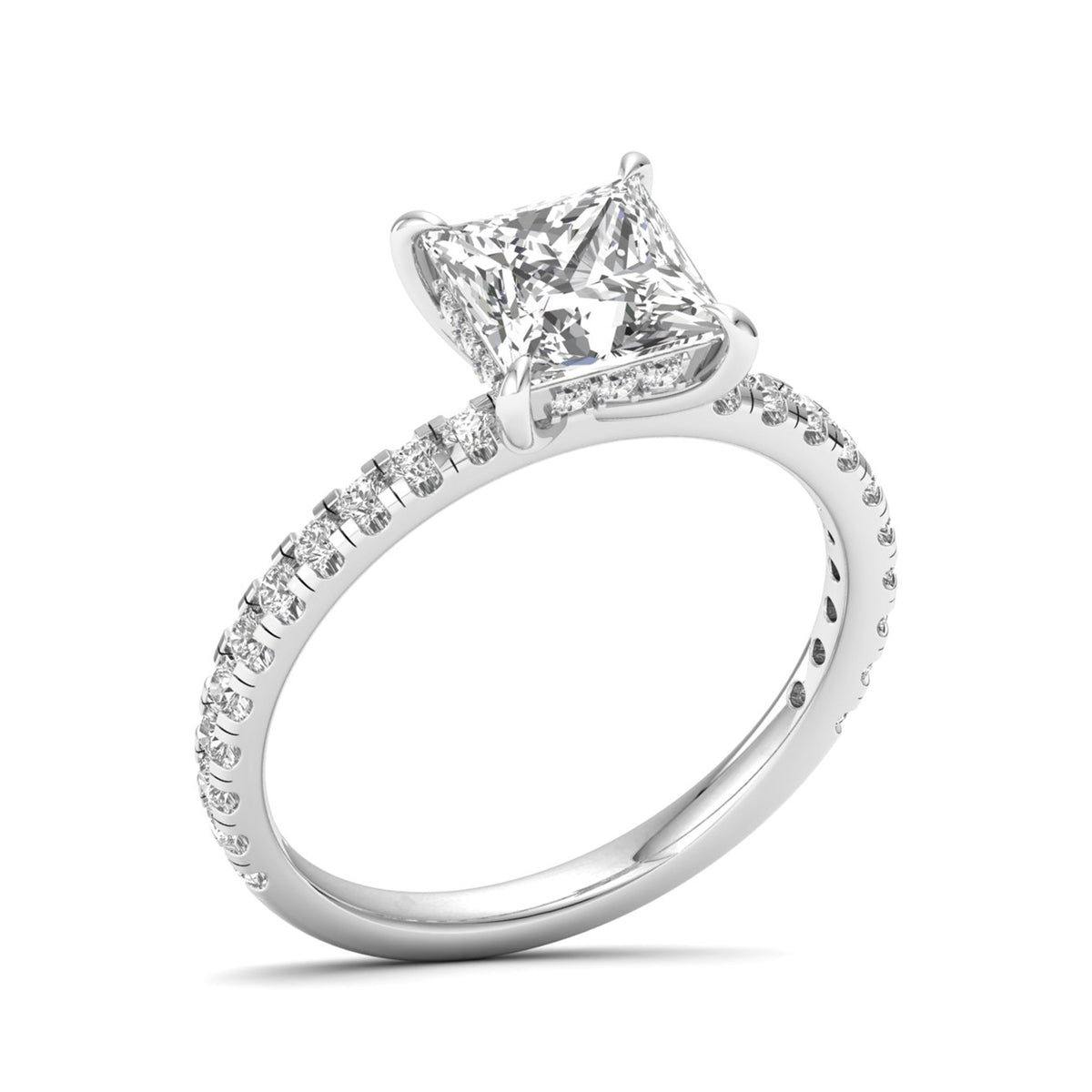 Florisia ring in 14K white gold, princess-cut lab-grown diamond — Apekani Diamonds