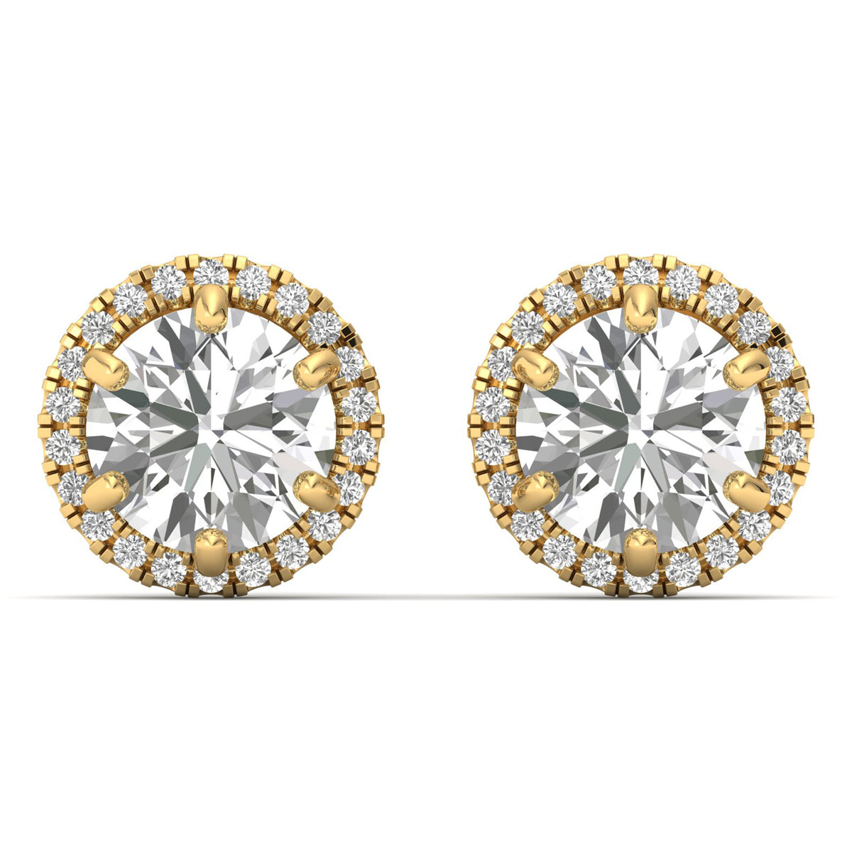Gavora earrings in 14K yellow gold, round brilliant lab-grown diamond — Apekani Diamonds