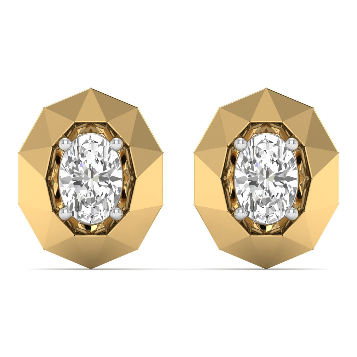 Glisora earrings in 14K yellow gold, oval lab-grown diamond — Apekani Diamonds